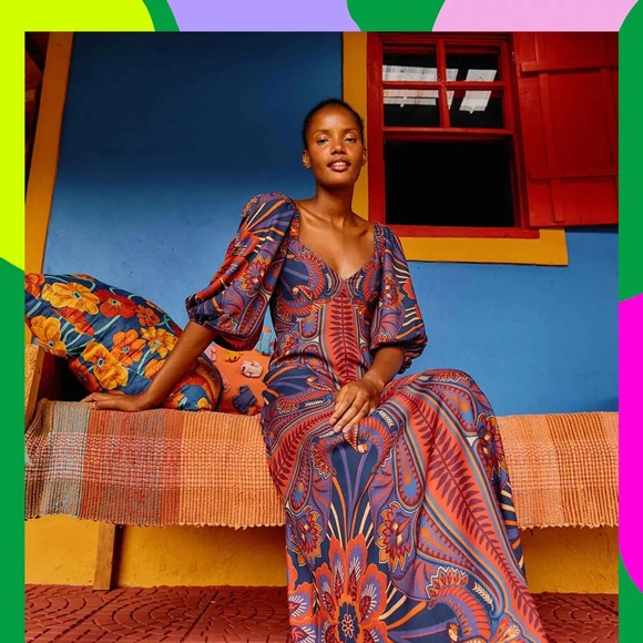 Farm Rio Macaw Arabesque Midi Dress 